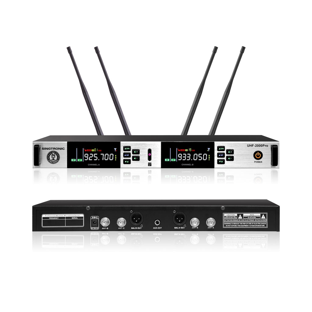 Singtronic UHF-2000Pro (Black) Professional Dual UHF True Diversity Wireless Microphone System