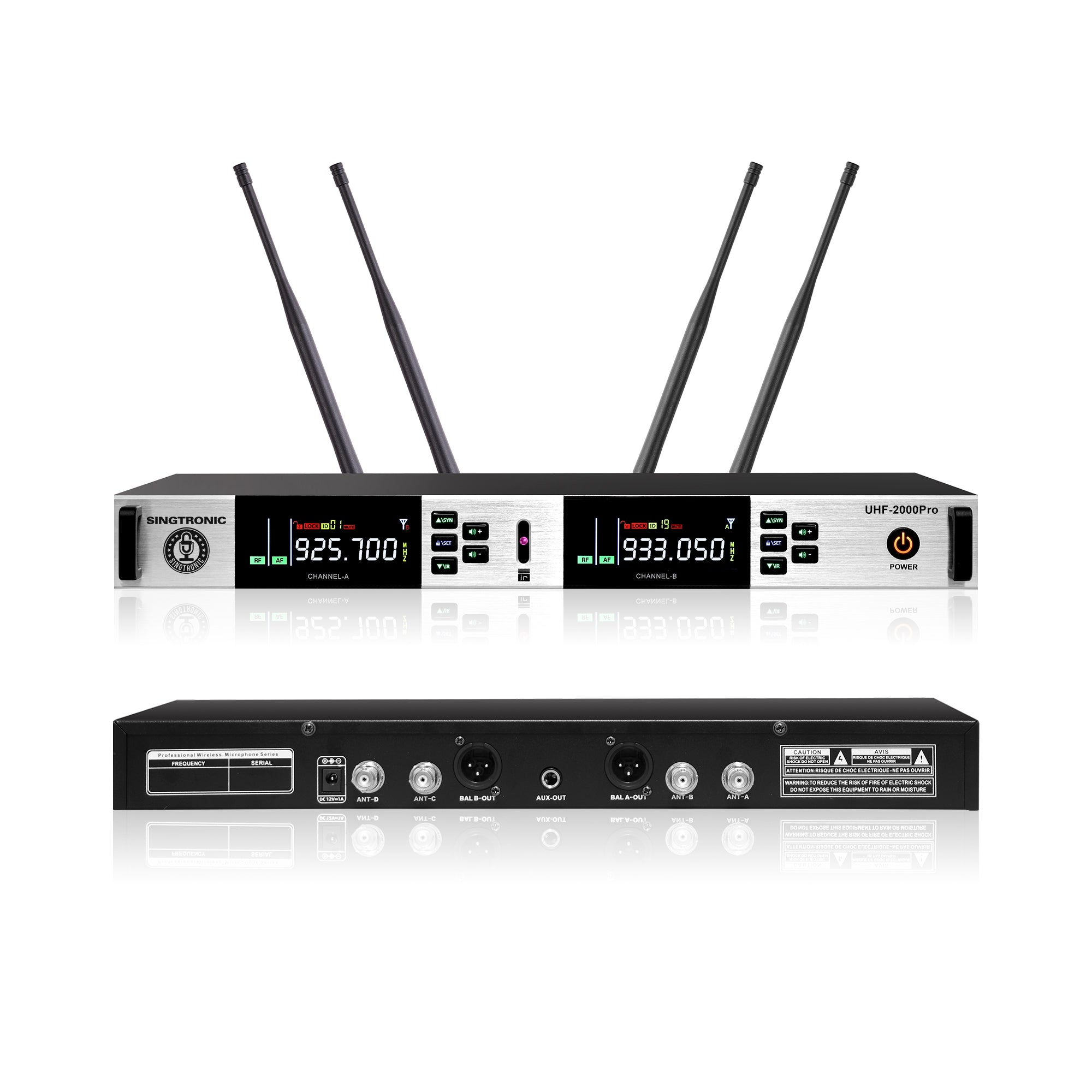 Singtronic UHF-2000Pro (Black) Professional Dual UHF True Diversity Wireless Microphone System