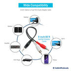 3.5mm to RCA Cable, Male Stereo Y Splitter RCA Cord Compatible with Smartphone, MP3, Tablet, Mixers, Amplifiers, Speaker, HDTV
