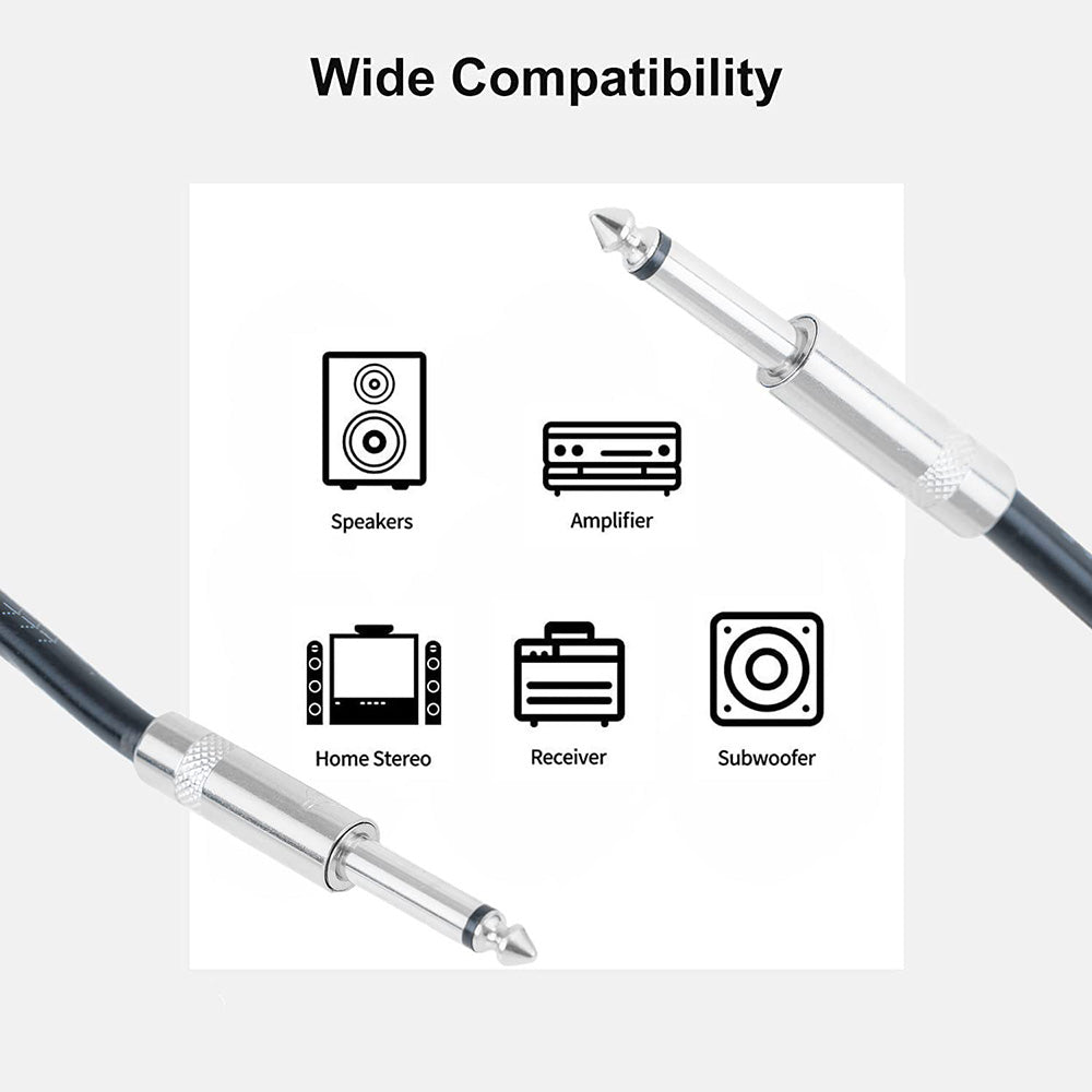 Professional 3 Feet 12 Gauge 1/4 Inch to 1/4 Inch Male Audio Cables - 3ft 12AWG 6.35mm Stereo Audio Wires