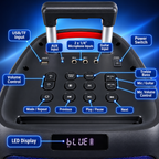 Singtronic BT-0808Pro Portable 500W Bluetooth Karaoke System 2 x Wireless Microphones