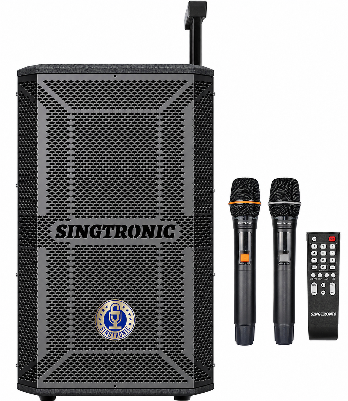 Singtronic BT-1000DSP Professional Rechargeable DSP 12" Karaoke 1000W Speaker With 2 UHF Wireless Mic.