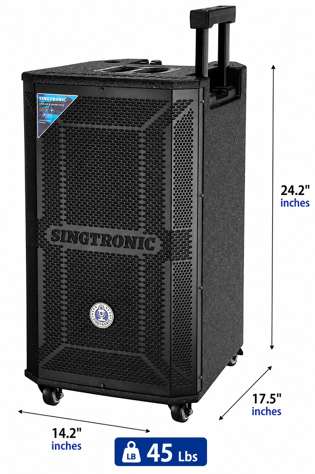 Singtronic BT-1000DSP Professional Rechargeable DSP 12" Karaoke 1000W Speaker With 2 UHF Wireless Mic.