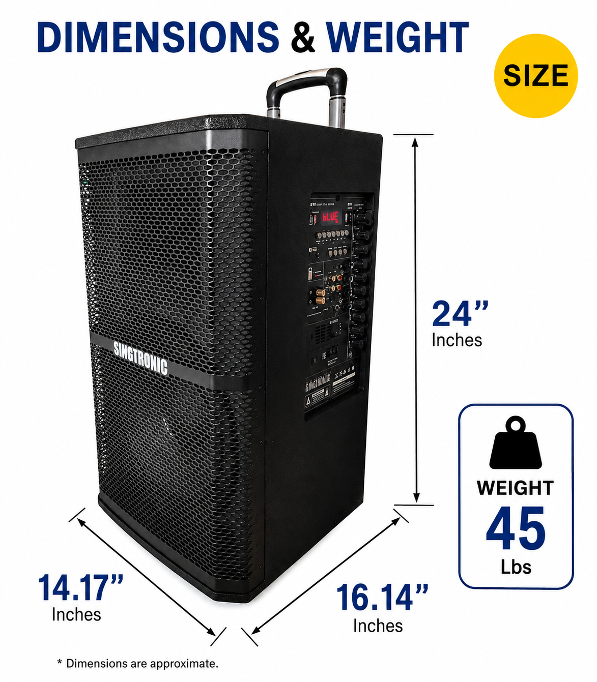 Singtronic BT-1200DSP Professional Rechargeable DSP 12" Karaoke 1200W Speaker With 2 UHF Wireless Mic.