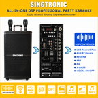 Singtronic BT-1200DSP Professional Rechargeable DSP 12" Karaoke 1200W Speaker With 2 UHF Wireless Mic.