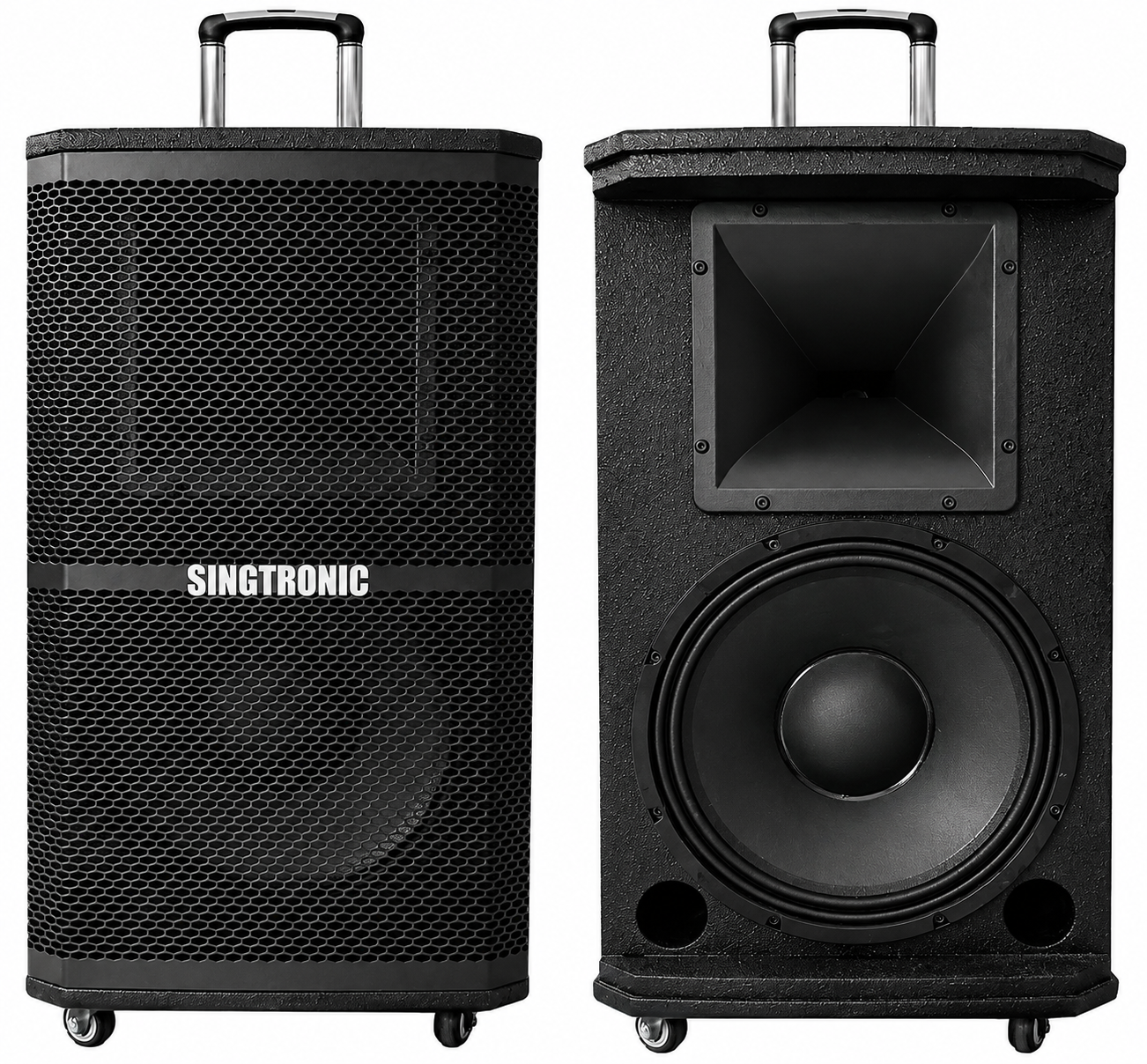 Singtronic BT-1200DSP Professional Rechargeable DSP 12" Karaoke 1200W Speaker With 2 UHF Wireless Mic.