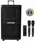 Singtronic BT-1200DSP Professional Rechargeable DSP 12" Karaoke 1200W Speaker With 2 UHF Wireless Mic.