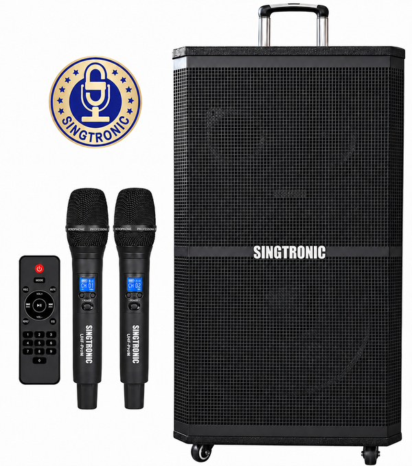 Singtronic BT-1500DSP Professional Rechargeable DSP 15" Karaoke Speaker With 2 UHF Wireless Mic.