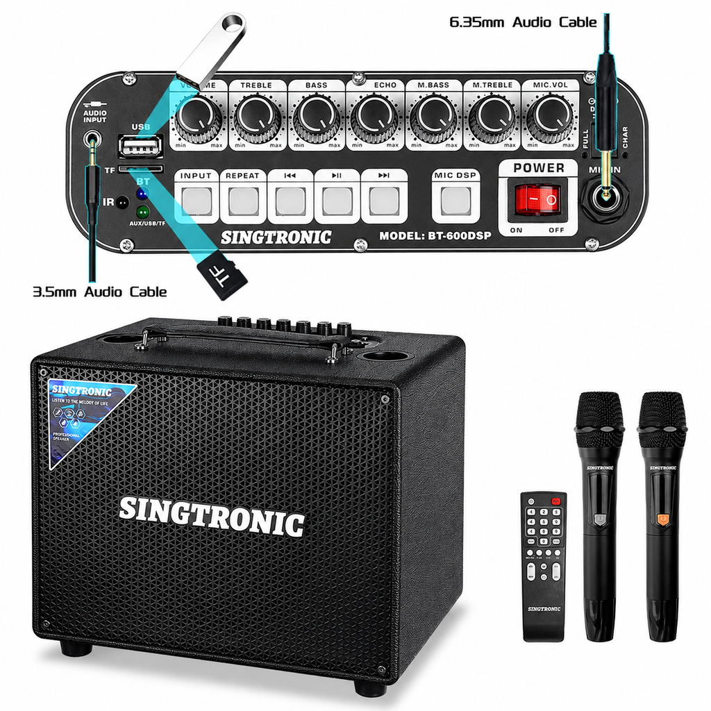 Singtronic BT-600DSP Professional 500W All-in-One Bluetooth Karaoke Speaker Built in DSP