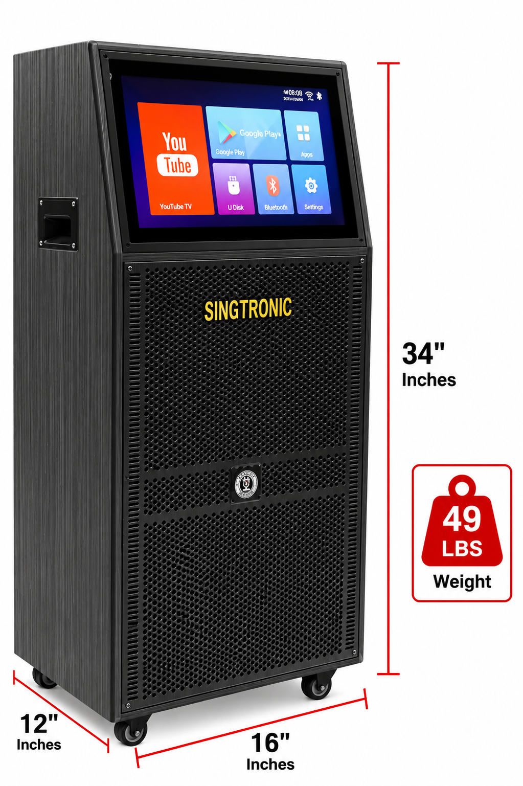 Singtronic BT-888Pro Professional 1000W Powered 12" Bluetooth Speaker Karaoke System