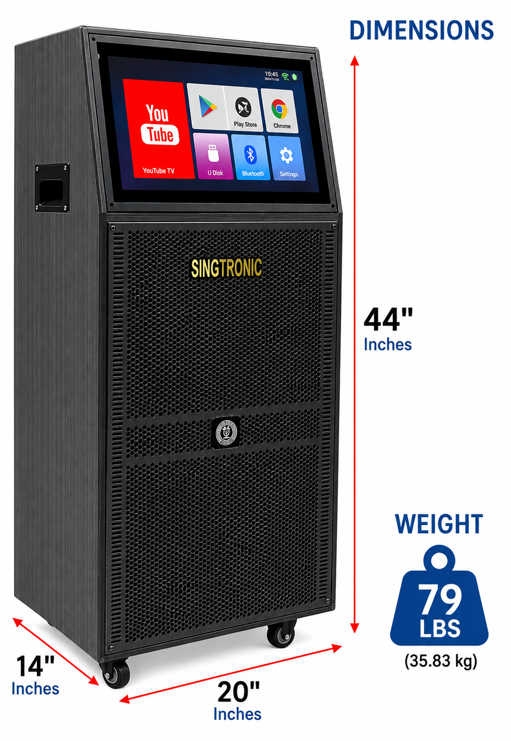Singtronic BT-999Pro Professional 1500W Powered Double 12" Bluetooth Speaker Karaoke System