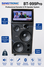 Singtronic BT-999Pro Professional 1500W Powered Double 12" Bluetooth Speaker Karaoke System