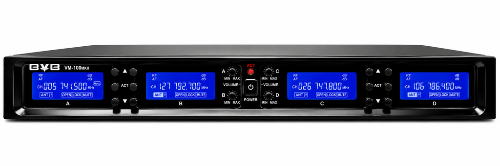 BVB VM-100MKII Professional 4 x UHF Wireless Microphone System