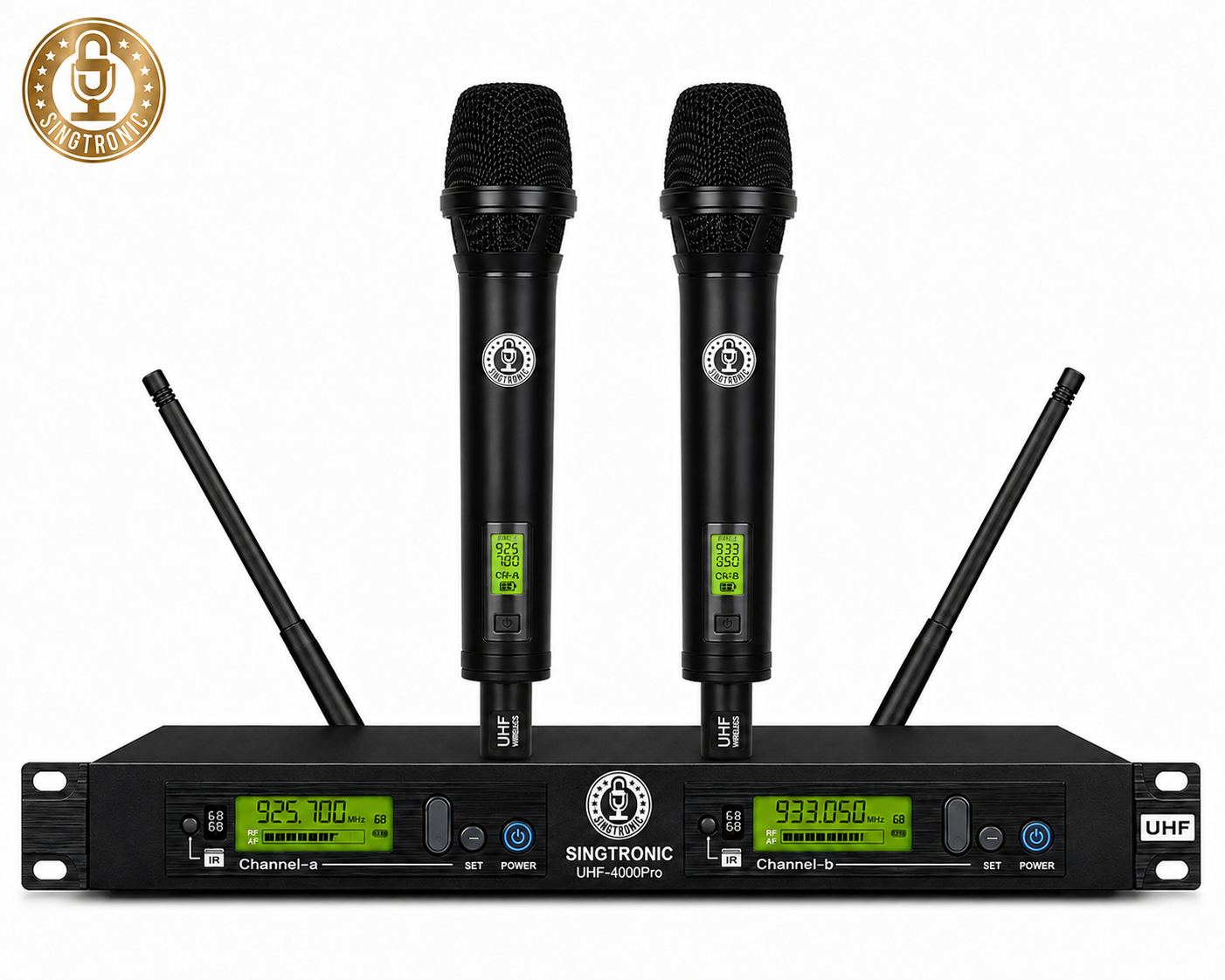 Singtronic UHF-4000Pro-Black Professional Digital Dual PLL Wireless Microphone System