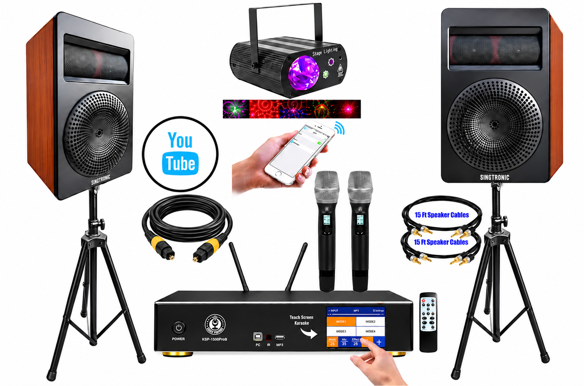 Singtronic 2500W Professional Complete 4 in 1 Karaoke System by Iphone / Ipad & Tablets PC