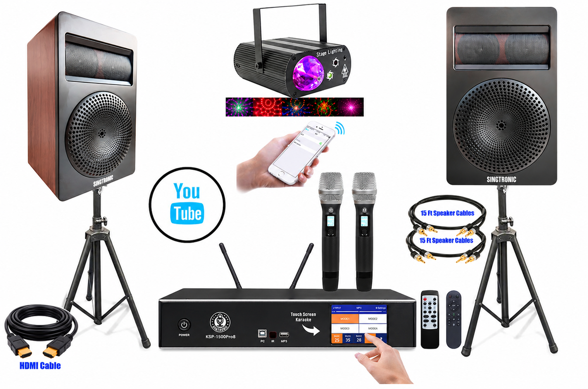 Singtronic Complete Digital 3000W Youtube Karaoke System Select Songs by Phone Apps