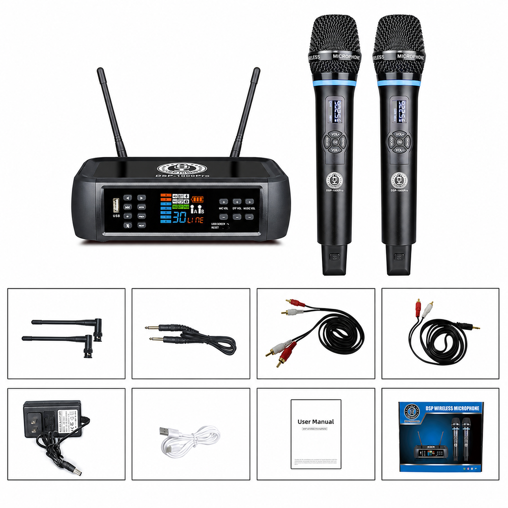 Singtronic DSP-1000Pro Rechargeable Digital DSP Karaoke Mixer Free: 2 x Wireless Microphones