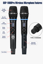 Singtronic DSP-1000Pro Rechargeable Digital DSP Karaoke Mixer Free: 2 x Wireless Microphones
