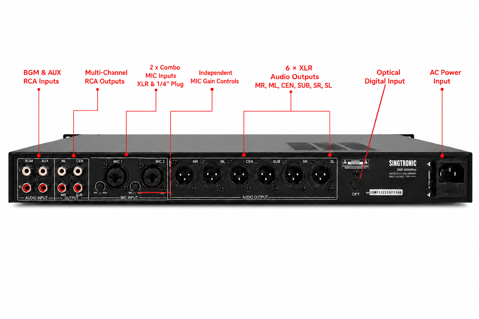Singtronic DSP-2000Pro Professional Digital Key Control Echo Karaoke Processor