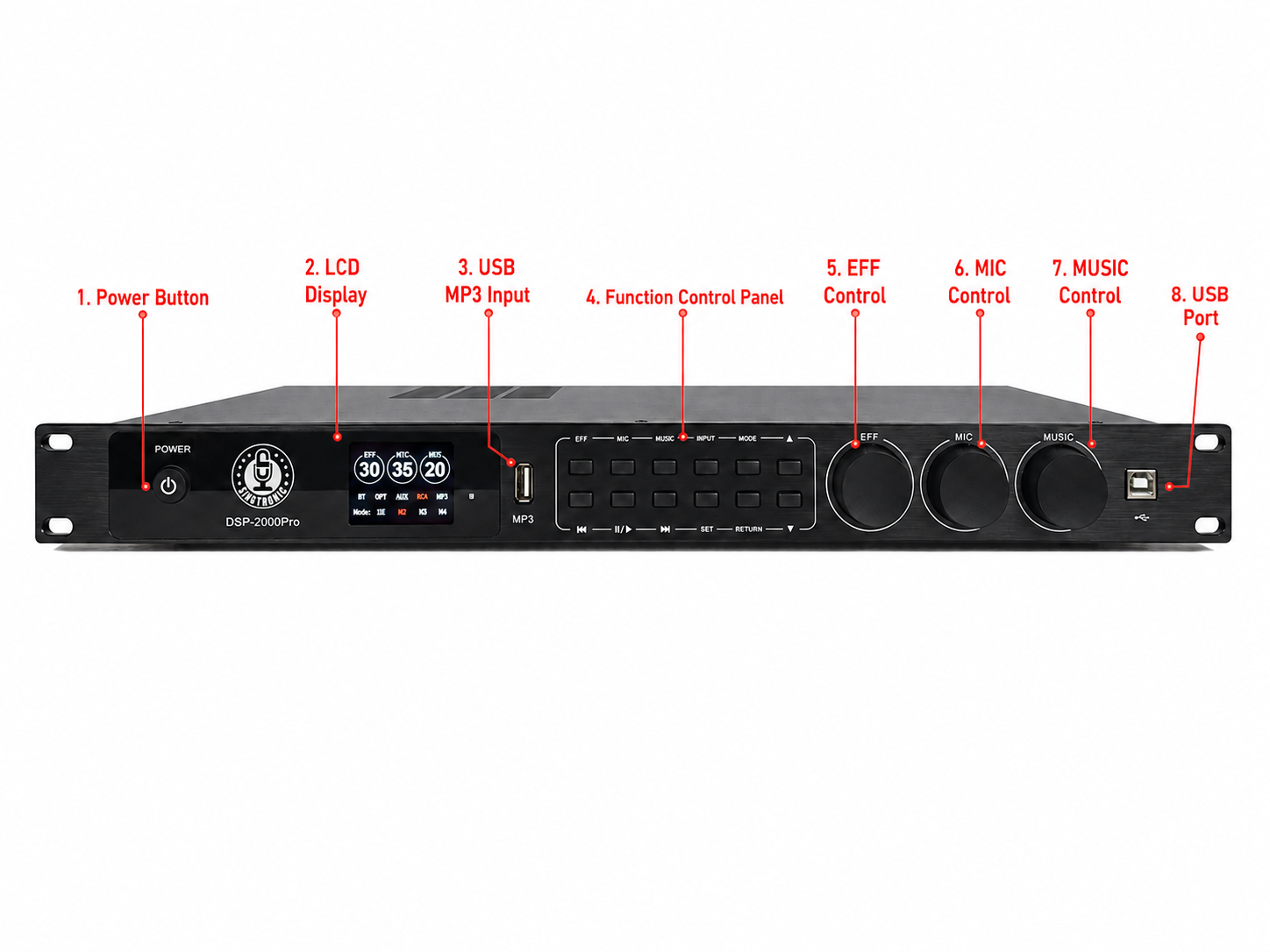 Singtronic DSP-2000Pro Professional Digital Key Control Echo Karaoke Processor