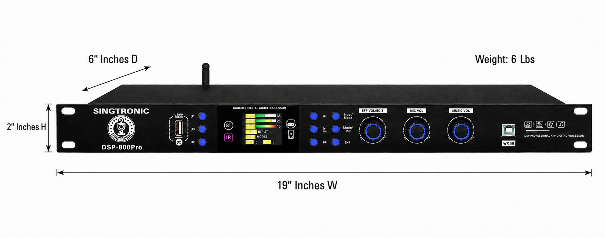 Singtronic DSP-800Pro Professional Digital Echo Karaoke Mixer Processor with Optical & Bluetooth