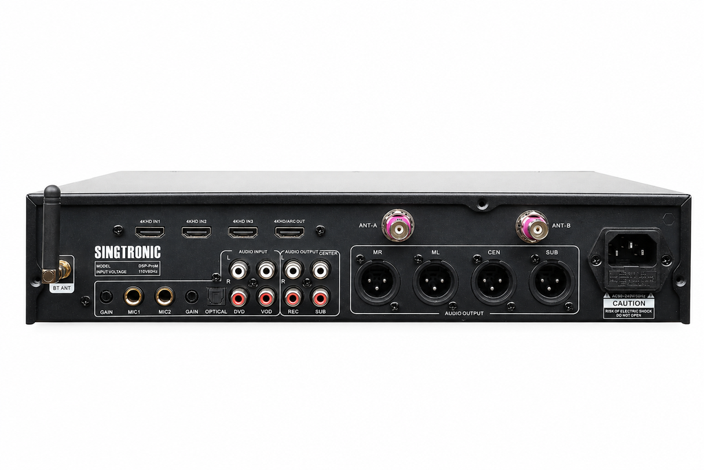 Singtronic DSP-ProM Professional Digital Echo Karaoke Mixer Plus 2 x Anti-feedback Wireless Mics.