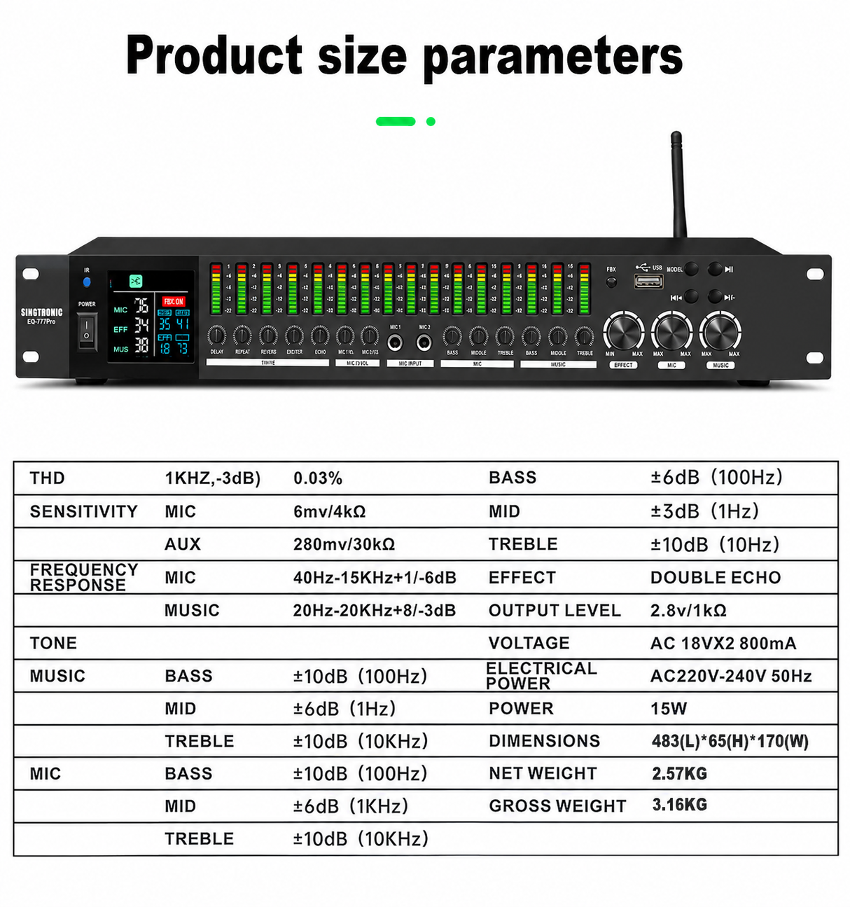 Singtronic EQ-777Pro Professional Karaoke Mixer built Equalizer and Anti-Feedback