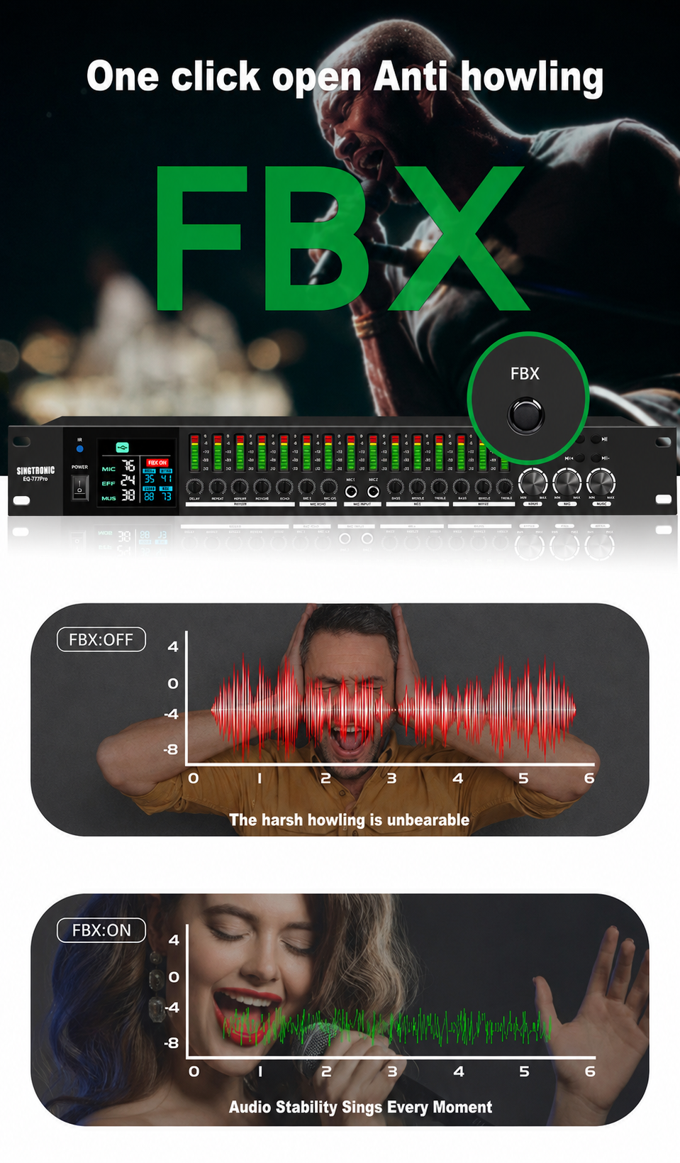 Singtronic EQ-777Pro Professional Karaoke Mixer built Equalizer and Anti-Feedback
