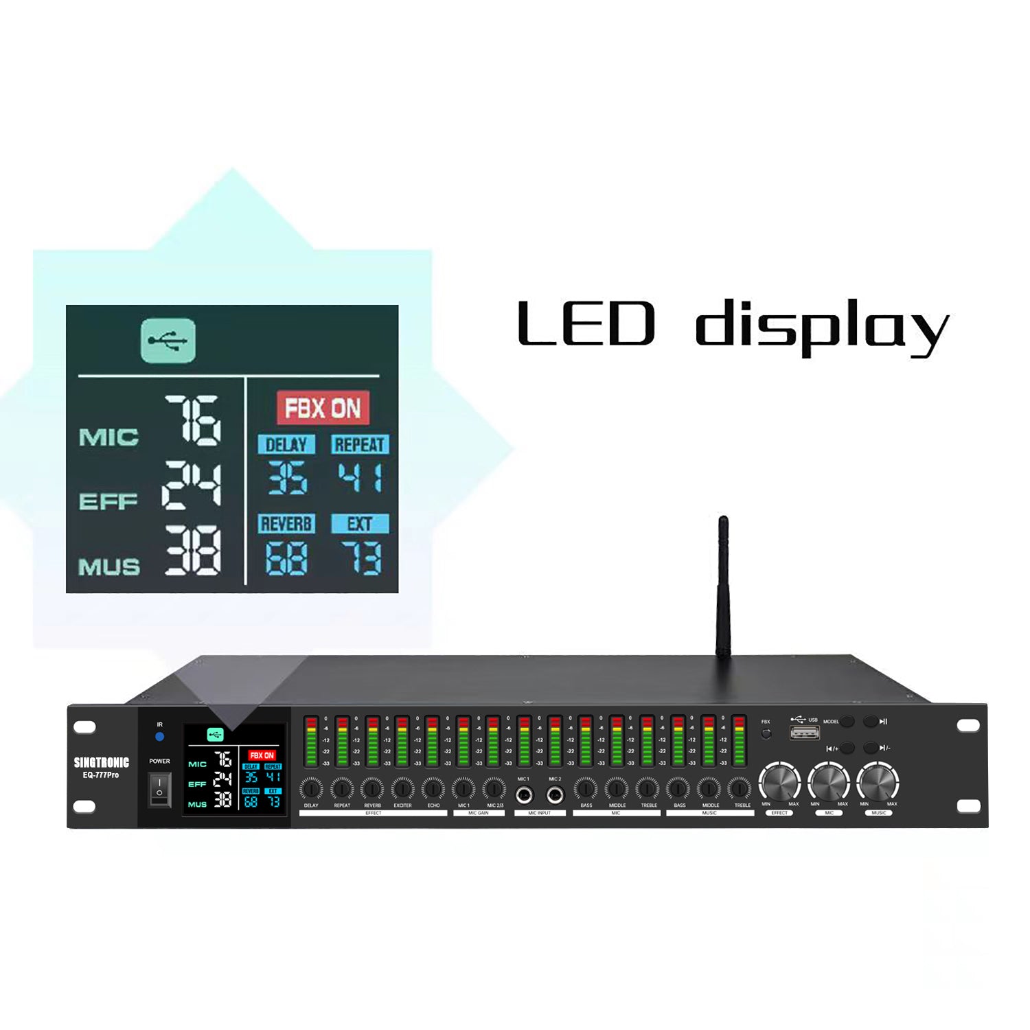 Singtronic EQ-777Pro Professional Karaoke Mixer built Equalizer and Anti-Feedback