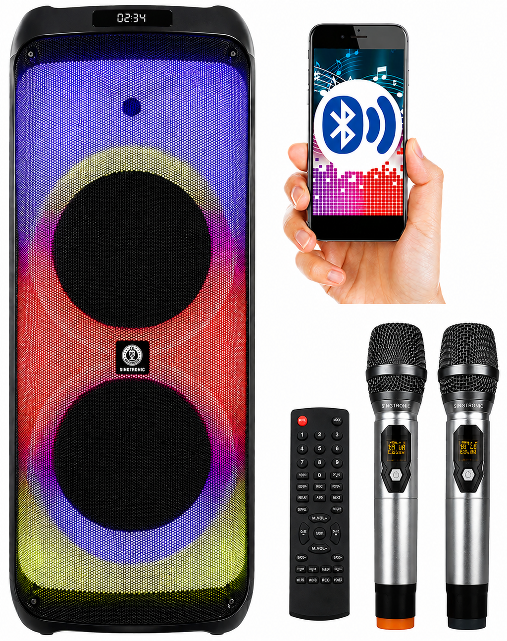Singtronic F-1215Pro Professional 1200W Powered Bluetooth Karaoke Speaker System
