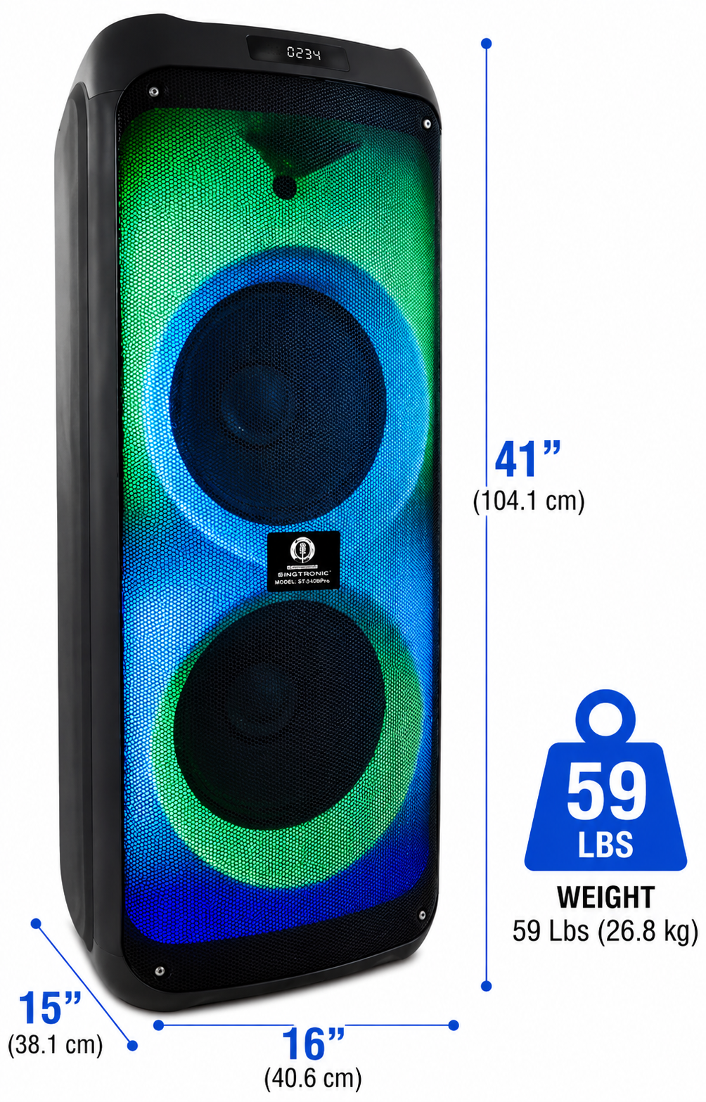 Singtronic F-1215Pro Professional 1200W Powered Bluetooth Karaoke Speaker System