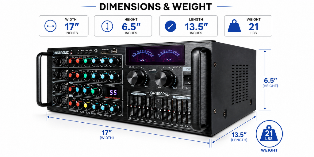 Singtronic KA-1000Pro Professional 2000W Analog Mixing Amplifier Karaoke Built in EQ & Bluetooth