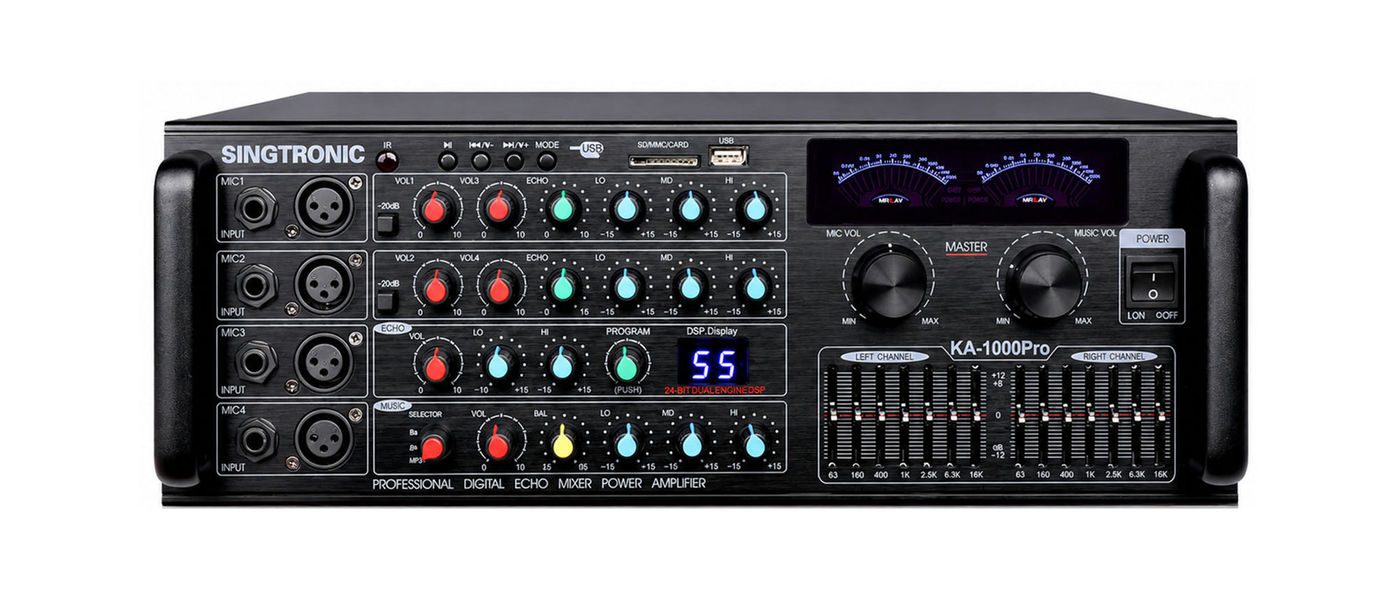 Singtronic KA-1000Pro Professional 2000W Analog Mixing Amplifier Karaoke Built in EQ & Bluetooth
