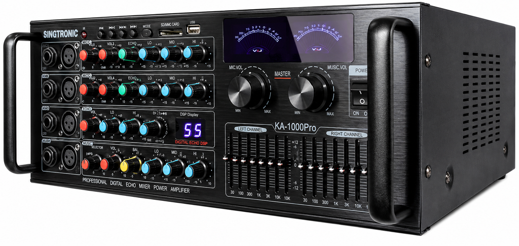 Singtronic KA-1000Pro Professional 2000W Analog Mixing Amplifier Karaoke Built in EQ & Bluetooth
