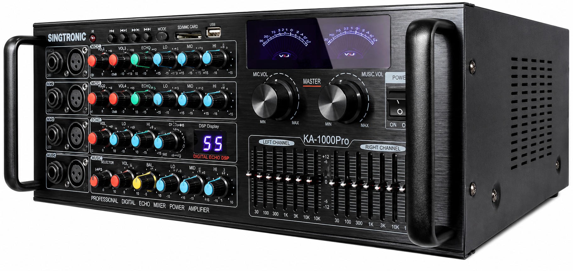 Singtronic KA-1000Pro Professional 2000W Analog Mixing Amplifier Karaoke Built in EQ & Bluetooth