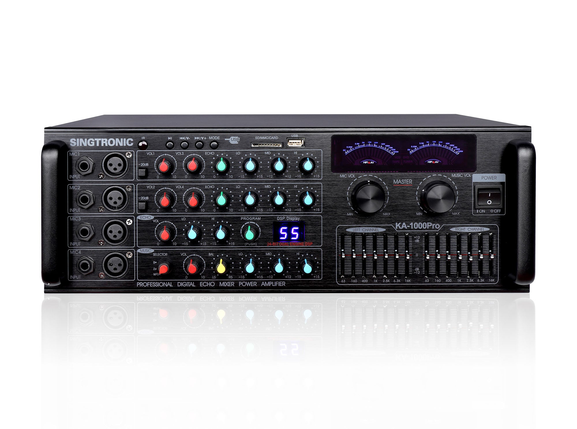 Singtronic KA-1000Pro Professional 2000W Analog Mixing Amplifier Karaoke Built in EQ & Bluetooth