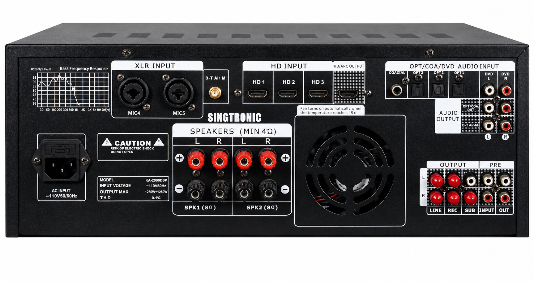 Singtronic KA-2000DSP Professional DJ/KJ 3000W Mixing Amplifier Karaoke HDMI-Arc, Optical & Recording