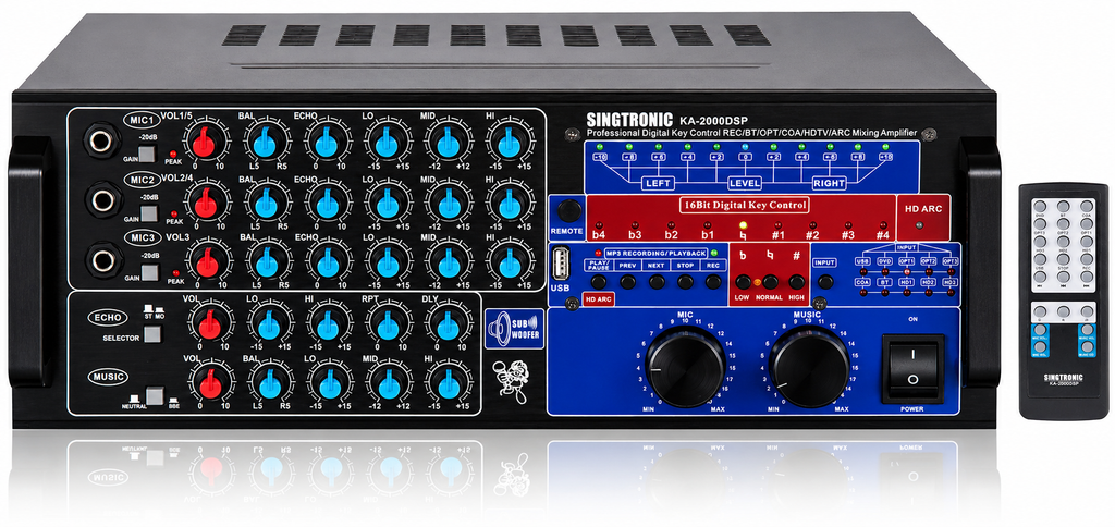 Singtronic KA-2000DSP Professional DJ/KJ 3000W Mixing Amplifier Karaoke HDMI-Arc, Optical & Recording