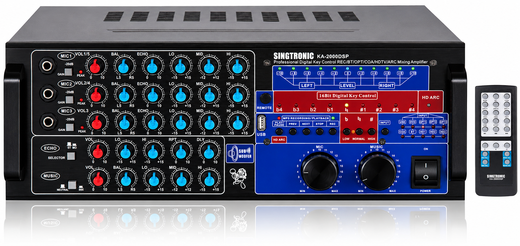 Singtronic KA-2000DSP Professional DJ/KJ 3000W Mixing Amplifier Karaoke HDMI-Arc, Optical & Recording
