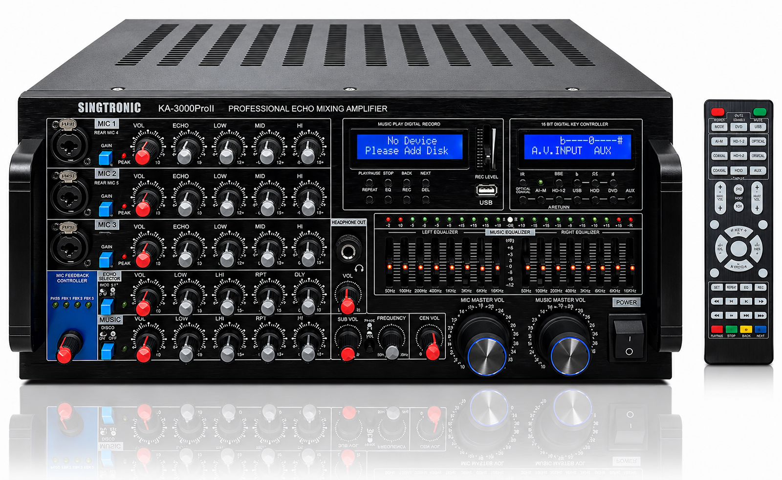 Singtronic KA-3000ProII Professional 3000W Mixing Amplifier Digital HDMI Output, Equalizer & USB Recording