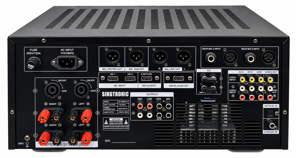 Singtronic KA-3000ProII Professional 3000W Mixing Amplifier Digital HDMI Output, Equalizer & USB Recording