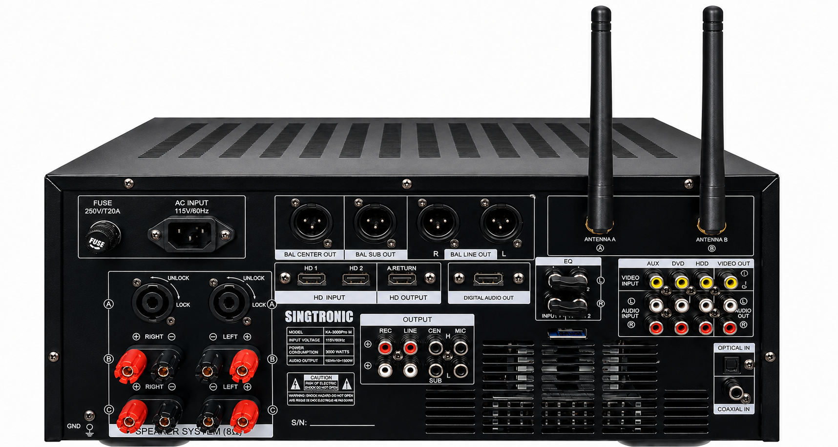 Singtronic KA-3000ProM Professional 3 in 1 KJ/DJ 3000W Mixing Amplifier Equalizer Karaoke & USB Recording