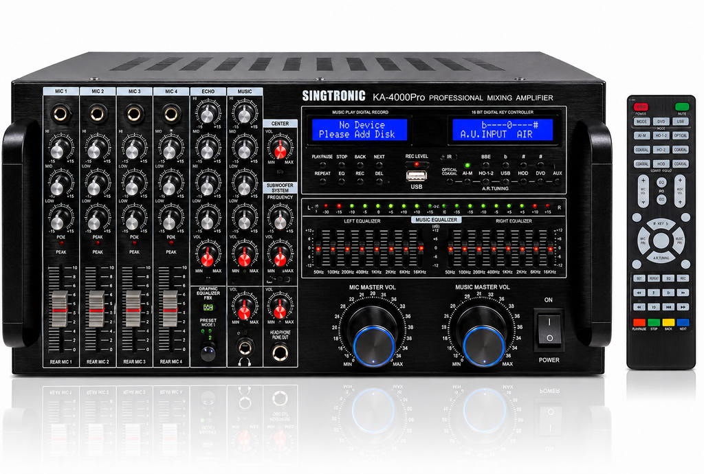 Singtronic KA-4000Pro Professional DJ/KJ 4000W Mixing Amplifier Built in Slider, HDMI-Arc & Recording