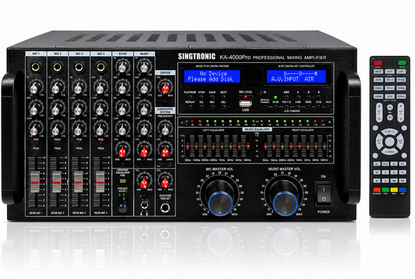 Singtronic KA-4000Pro Professional DJ/KJ 4000W Mixing Amplifier Built in Slider, HDMI-Arc & Recording