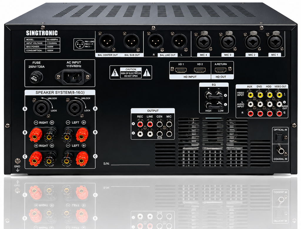 Singtronic KA-4000Pro Professional DJ/KJ 4000W Mixing Amplifier Built in Slider, HDMI-Arc & Recording