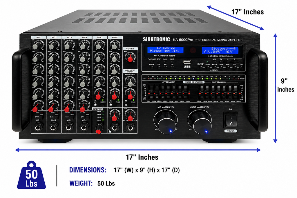 Singtronic KA-5000Pro Professional KJ/DJ 5000W Mixing Amplifier Equalizer & Recording