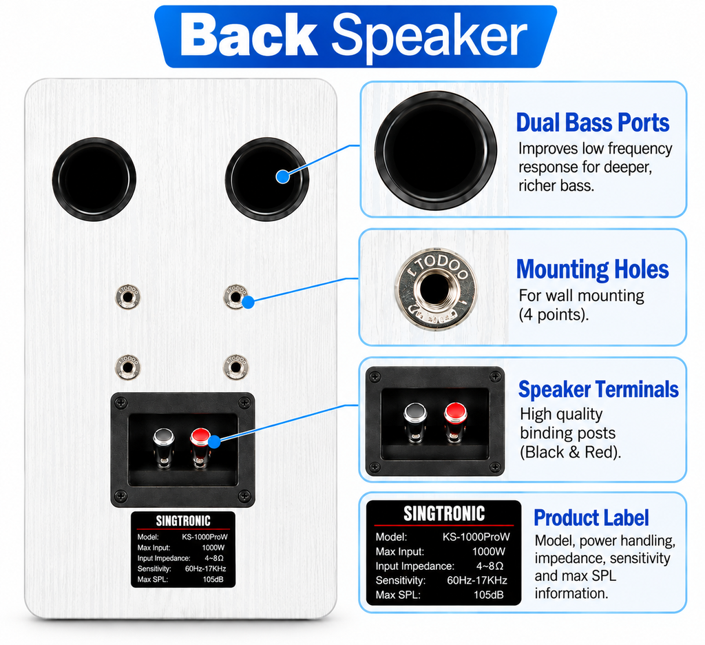 Singtronic KS-1000ProW Professional 2000W Vocalist Karaoke Speaker (Pair)