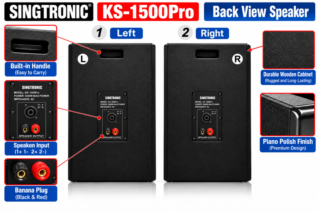 Singtronic KS-1500Pro Professional 3500W Vocalist Karaoke Speaker System (Pair)