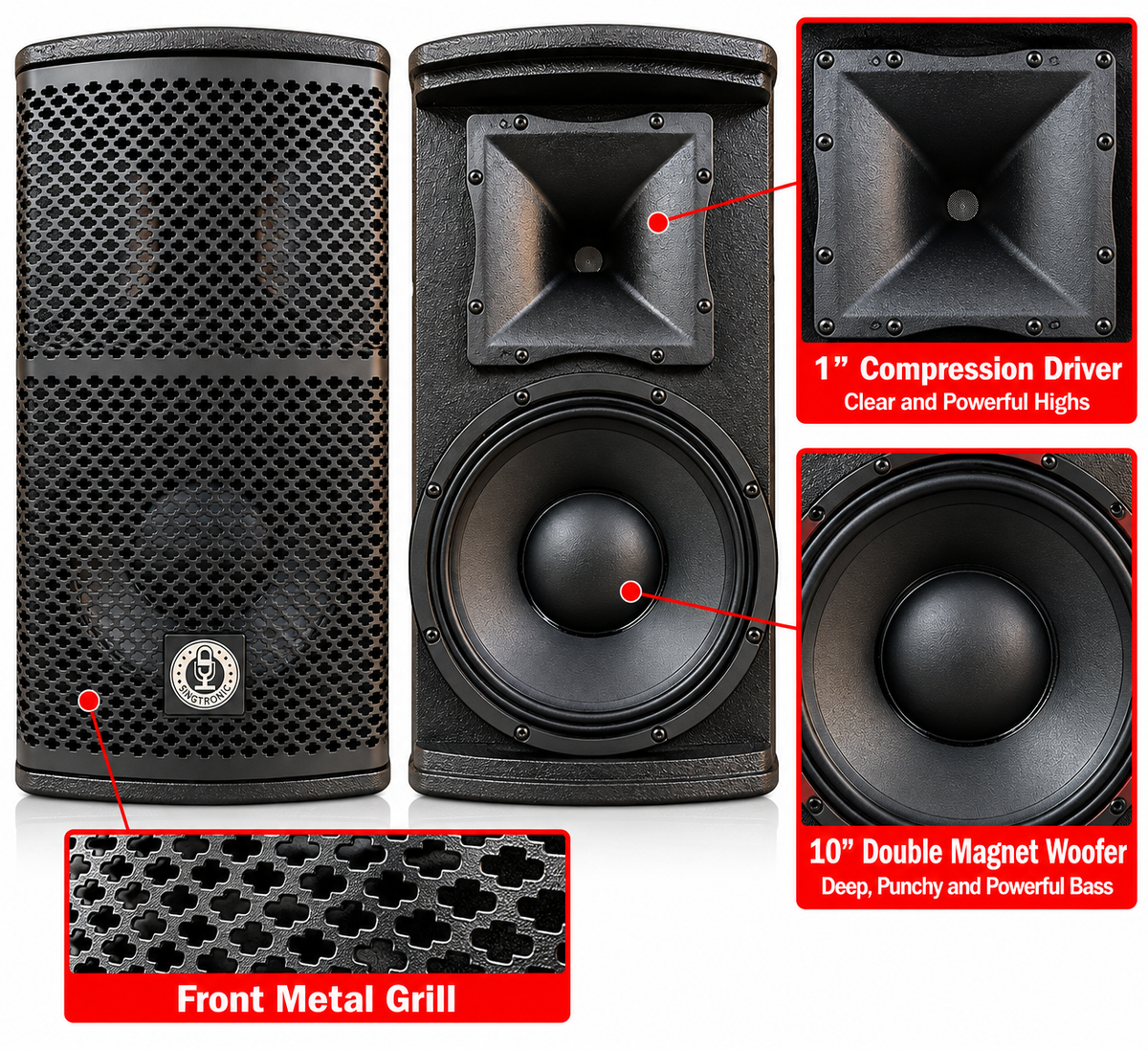 Singtronic KS-2000Pro Professional 3000W Vocalist Karaoke Speaker System (Pair)