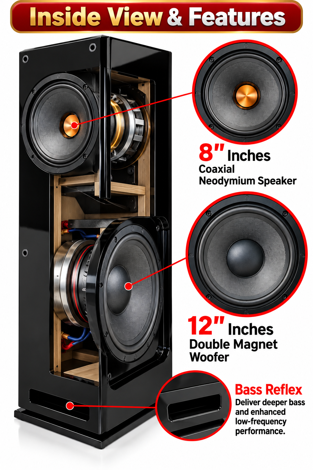 Singtronic KS-2500DW Professional 4000W Vocalist Floor Standing Karaoke Speaker (Pair)